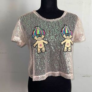 Trolls Sequins Transparent Top 🍬🎨🌈